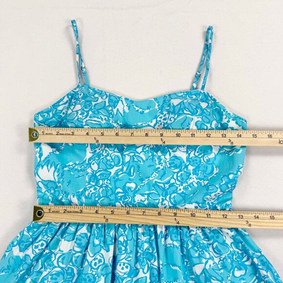 Lilly Pulitzer Women's Ollie Floral Fit & Flare Mini Dress Size 0 Turquoise Blue - Picture 12 of 13